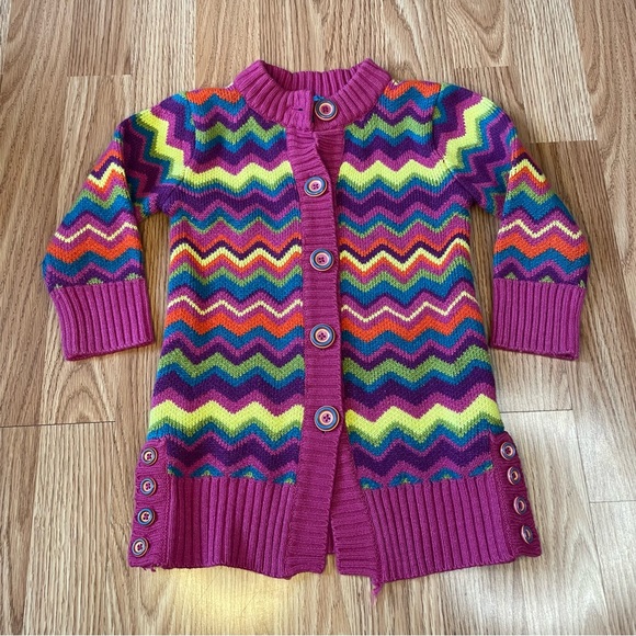 THE CHILDRENS PLACE MULTICOLORED CHEVRON CARDIGAN SWEATER SIZE 4T - Picture 1 of 6